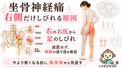 坐骨神経痛が右側だけに出る原因｜右のお尻から足のしびれを放置してはいけない理由