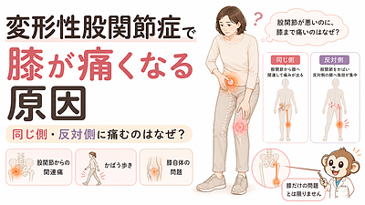 変形性股関節症で膝が痛くなる原因｜股関節と同じ側・反対側に痛みが出るのはなぜ？