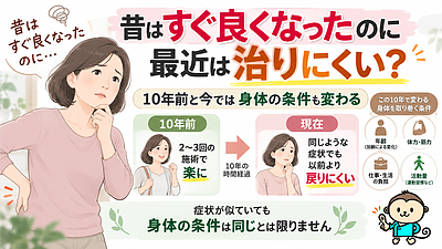 昔はすぐ良くなったのに最近は治りにくい？10年前と今の身体の違い