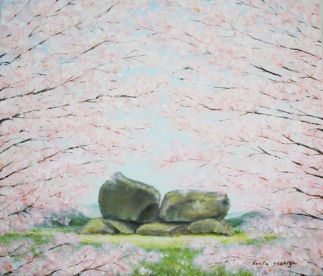 奈良の石舞台古墳の桜