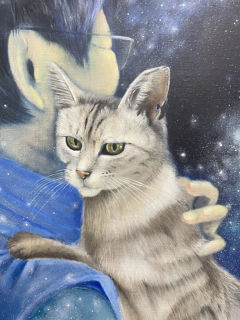 絵画オーダー　芳賀健太　猫　星