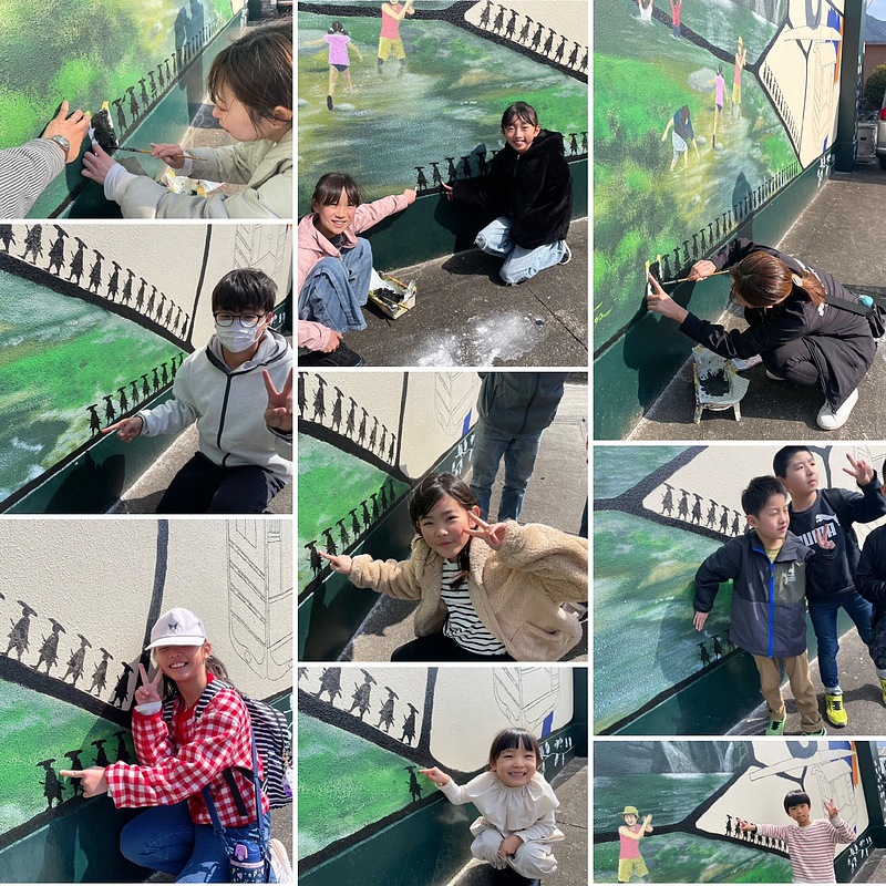 壁画制作　ワークショップ　体験　野津原アート学校　空間ペインター芳賀健太