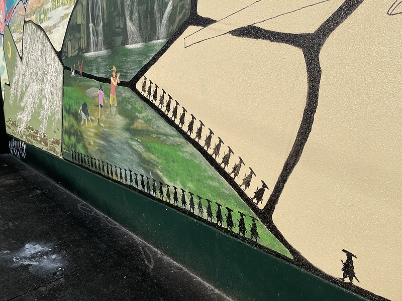 壁画制作　ワークショップ　体験　野津原アート学校　空間ペインター芳賀健太