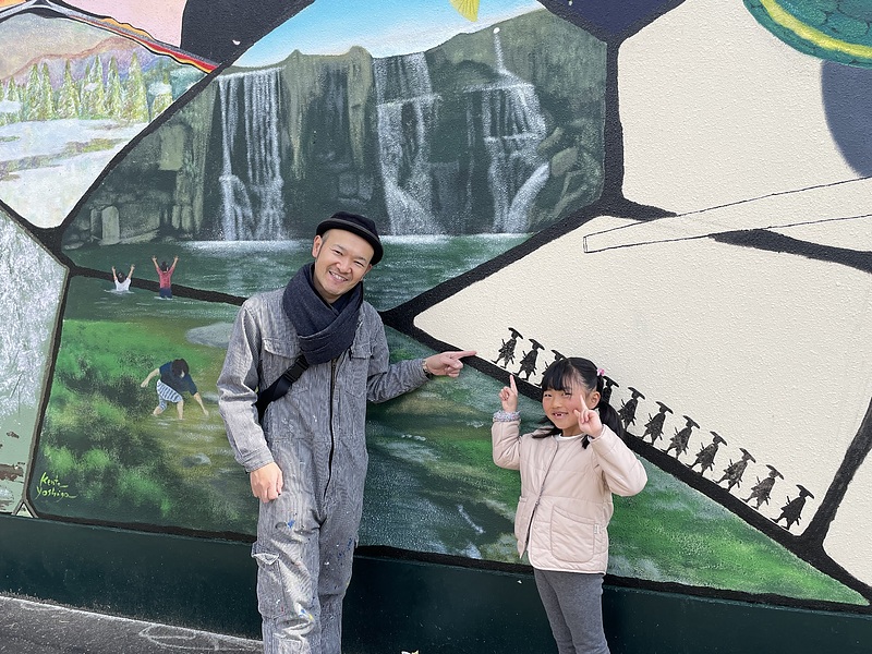 壁画制作　ワークショップ　体験　野津原アート学校　空間ペインター芳賀健太