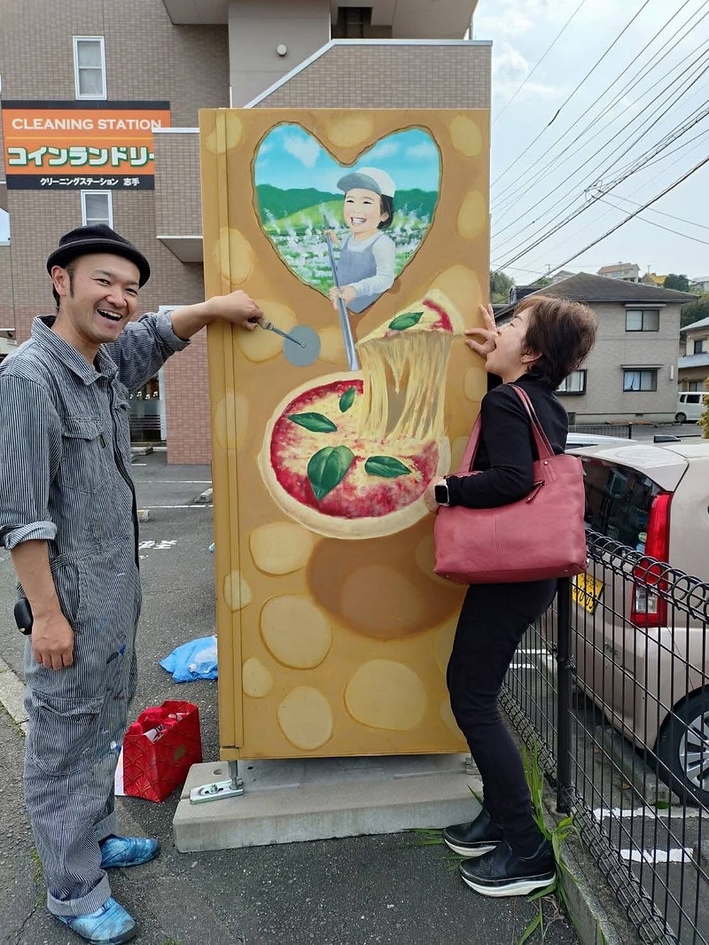 壁画制作　冷凍ピザ　自販機　空間ペインター芳賀健太