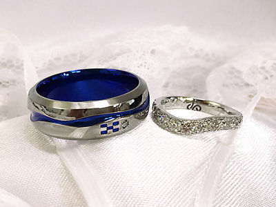 チタン沖縄ミンサー柄結婚指輪