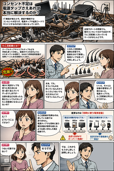 たこ足配線は危ないのになぜ何個も挿せる電源タップは大丈夫なの？危険な本当の理由とは
