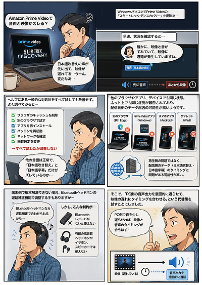 PCで動画配信の視聴時に映像と音声のずれ（映像遅れ）を解決する