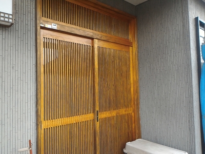 木製玄関引違戸　