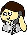 【カルタで覚える中国語フレーズ 】NO. 38電話をかける　 イラスト：根本　陽子