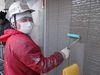 静岡市　外壁塗装工事日誌　ふれあい住宅　外壁下塗り。