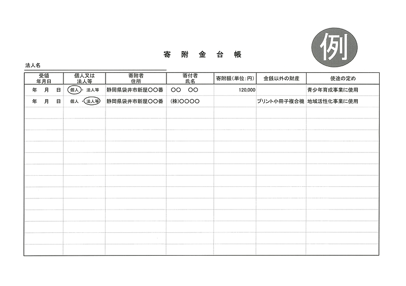 寄附使途台帳