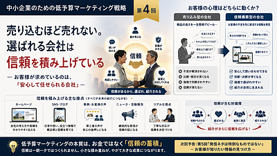売り込むほど売れない。選ばれる会社は信頼を積み上げている【中小企業のための低予算マーケティング戦略4】
