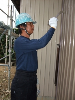 たろぺん　住宅外装の工事現場での宮野氏