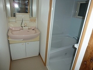 完成した浴室と洗面所
