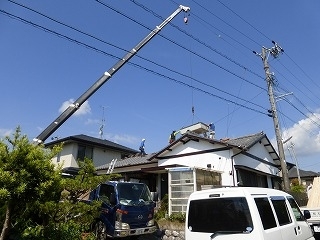 屋根のリフォーム中