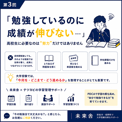 「勉強しているのに成績が伸びない…」
