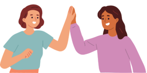 ペットのダイエットが成功して喜んでハイタッチ