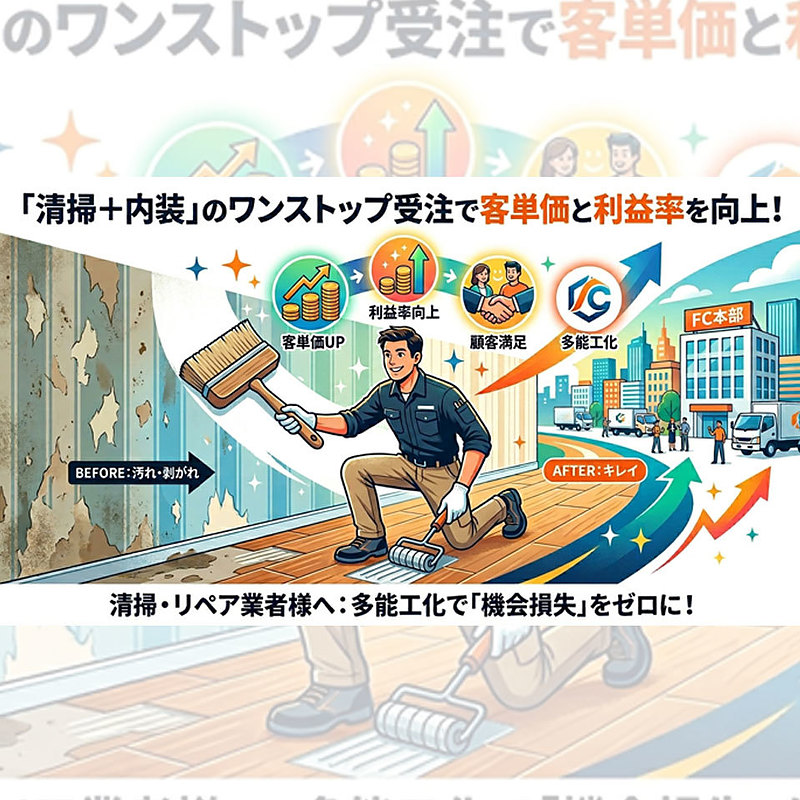 「清掃+内装」のワンストップ受注が、客単価と利益率を向上させる 「清掃+内装」のワンストップ受注が、客単価と利益率を向上させる