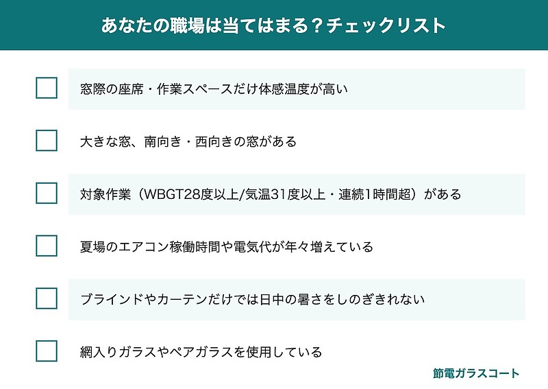 職場の温熱環境チェックリスト 職場の温熱環境チェックリスト