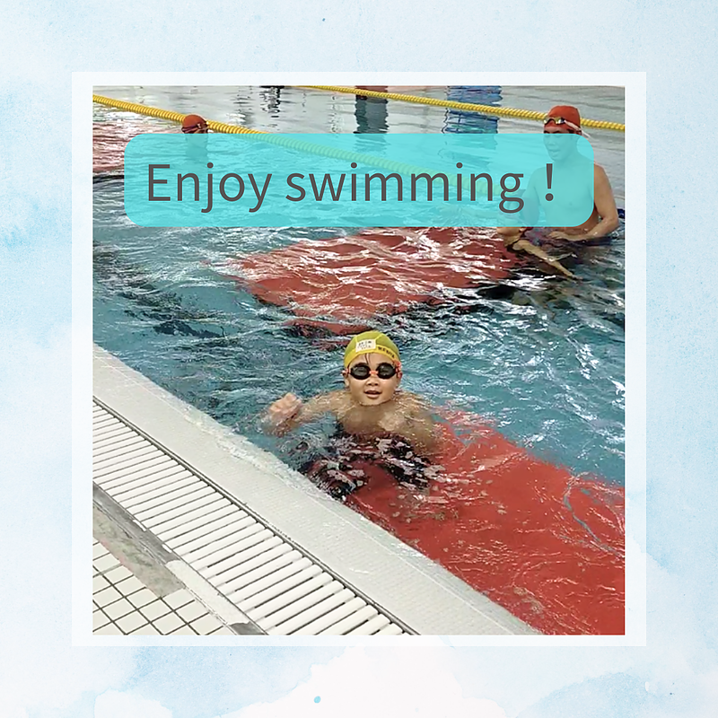 Boy swimming in Japan