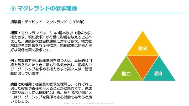 マクレランドの欲求理論