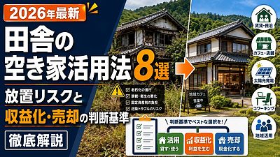 地方の空き家活用法8選！放置リスクと収益化・売却の判断基準