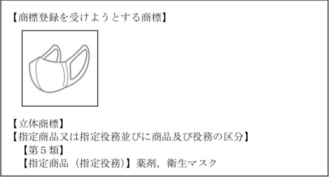 立体商標として認められなしマスク