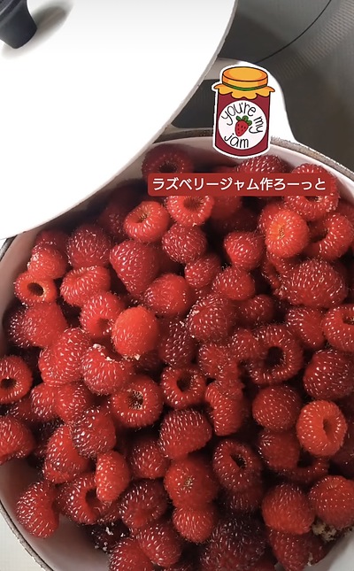 ラズベリーのジャム作り